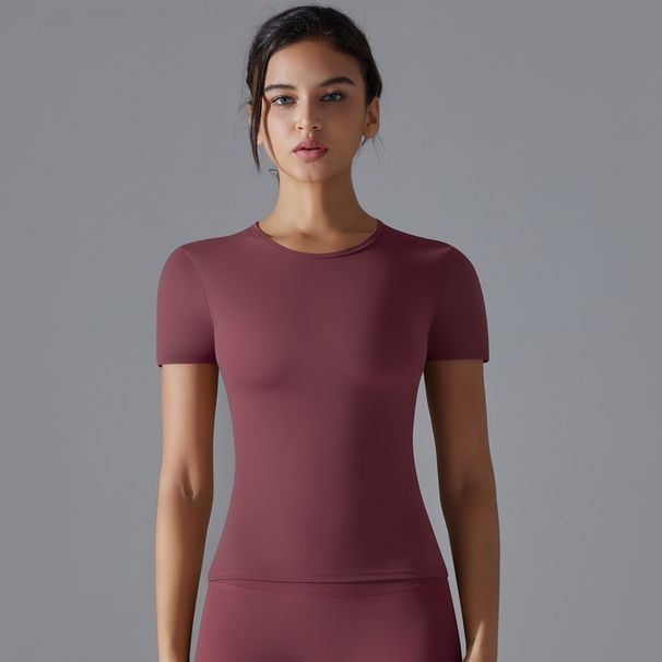 Women's Quick Drying Short Sleeve T-Shirt Yoga Wear Sports Cover up Top for Outdoor Running Training Fitness_desvips.com