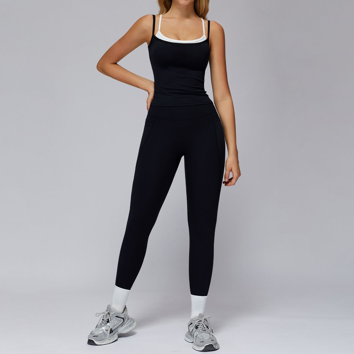 Bold Show Nude Yoga Tight High Waist Quick-Dry Casual Fitness Outfit Outdoor Sports Running Set For Women 3092_desvips.com