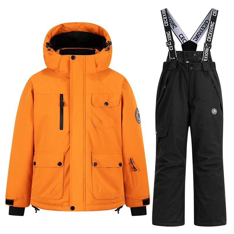 Children's Suit Set For Girls, Outdoor Fleece-Lined Thickened Waterproof Windproof Bos' Ski Jacket And Pants Gear_desvips.com