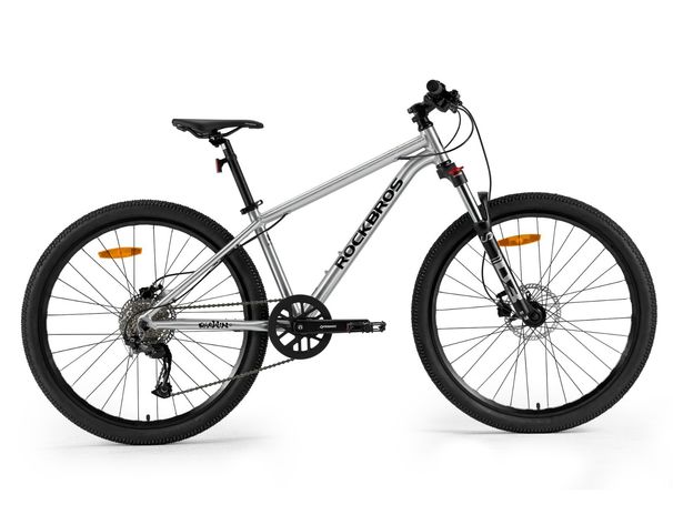ROCKBROS Darwin Boys' Bike 26'' MTB 9-Speed Shimano For Ages 14-17 With Shock Fork, Silver_desvips.com