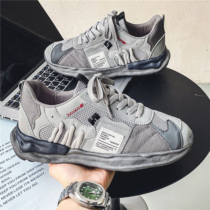 Men's shoes in the fall new flyknit mesh breathable de training board shoes trend hundred with the height increase_desvips.com