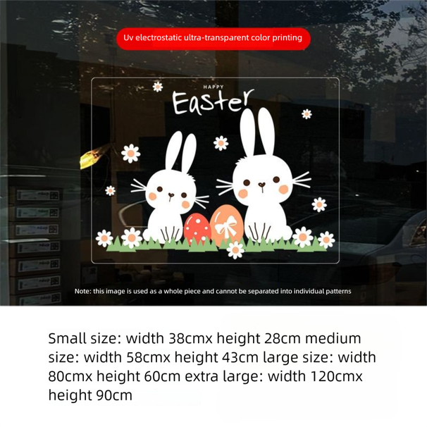 Easter Decoration EASTER Glass Decorations Egg Bunny Window Decals Door UV Electrostatic Double-sided Stickers_desvips.com
