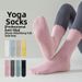Women's Ruffled Hem Mid Calf Yoga Socks Non-Slip Solid Color Long Socks For Indoor Fitness And Pilates_desvips.com