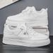 LOEIKAN Men's White Casual Sneakers Lightweight Low-Top Skate Shoes | Comfortable Daily Walking Trainers_desvips.com