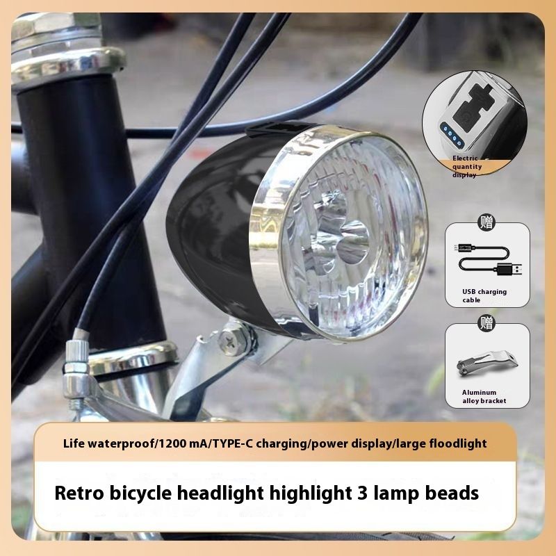Bicycle Mountain Bike USB Rechargeable 3LED Light Front Lighting Riding Gear_desvips.com
