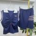 2025 Summer New Slightly Chubby Girls College Style White Bear Embroidered Knitted Vest And Shorts Set For Women_desvips.com