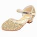 Girls' high heels New children's performance shoes gold and silver with dress runway glass shoes large child princess shoes_desvips.com