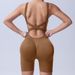 Seamless Ribbed Cross Back Waist-Cinching Fitness Outdoor Sports Tight Yoga Jumpsuit Shorts_desvips.com