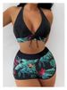Women's High Waist Printed Suspender Bikini Set Short Swimsuit Beachwear_desvips.com