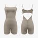 Thin-Shouldered Vest And Shorts Bodysuit Back Cutout V Waist Pleated Yoga Fitness Body Building Sports Wear for Women_desvips.com