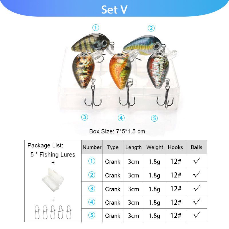 VTAVTA 5pcs Fishing Lures Set Wobblers Crankbaits Fishing Box For Wobblers Swimbait Artificial Bait Kit Hard Lure Fishing Tackle_desvips.com