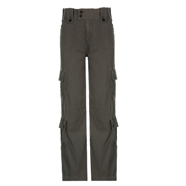 RenMou American Style Spicy Girl Low Waisted Workwear Jeans For Women 2024 New Street Style, Hanging Straight Leg, Multi Pocket Exclusive Supply_desvips.com