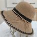 Extra Fine Straw For Women, Single Silk Handmade Protection Frayed Edge Crochet Hat, Outdoor Foldable Beach Sun Hat_desvips.com
