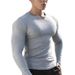 Sports Long Sleeve T-Shirt For Men V-Neck Round Neck Tight-Fitting Moisture-Wicking High Elastic Training Running_desvips.com