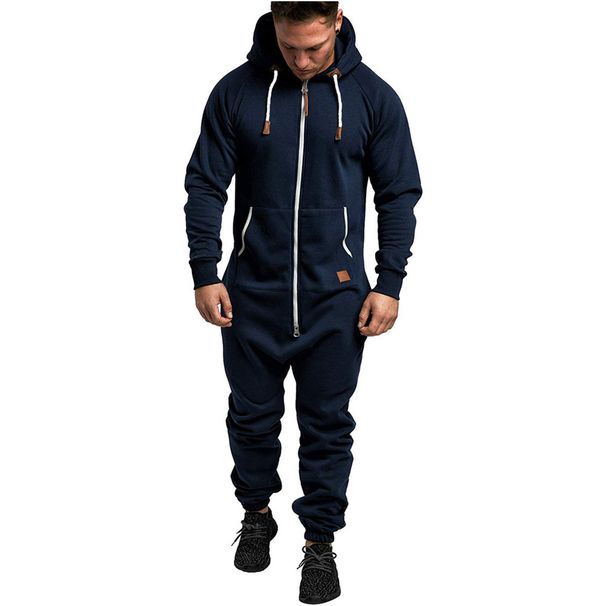 2024 New Sports Men Warm Fleece Onesie Fluffy Lounge One Piece Male Jumpsuits Hooded Onesies For Adult Running Zip Suit_desvips.com