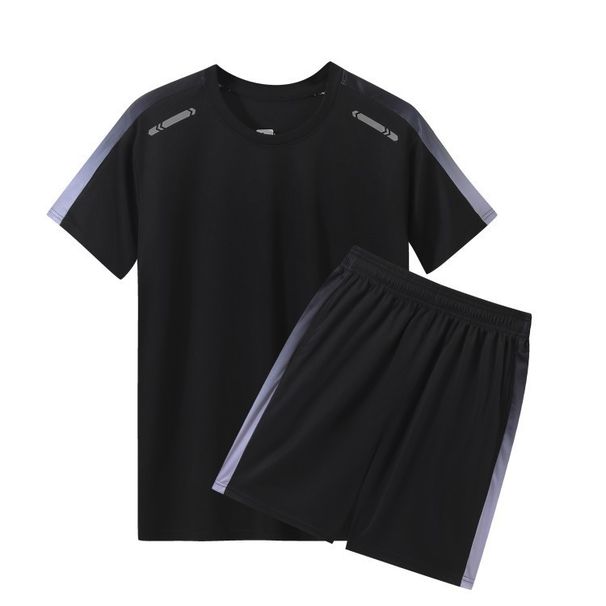 Men's Clothing Summer New Loose Breathable Running Leisure Fitness Short Sleeved Two Piece Football Suit_desvips.com