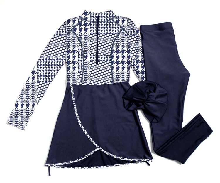 Muslim Swimwear Swimsuit For Women Multi Color Conservative Long Sleeved Trousers Sunscreen Three Piece Suit For Women_desvips.com