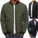 Men's Clothing Diamond Plaid Men's Padded Jacket Stand Collar Short Cotton Coat Menswear_desvips.com