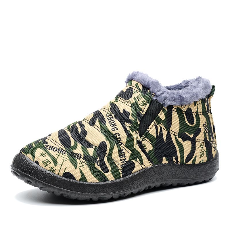 Ski Boots Winter Camouflage Cotton Shoes Old Beijing Cloth Shoes Men's Plus Velvet And Cotton Warm Non Slip Dad Shoes Work Shoes_desvips.com