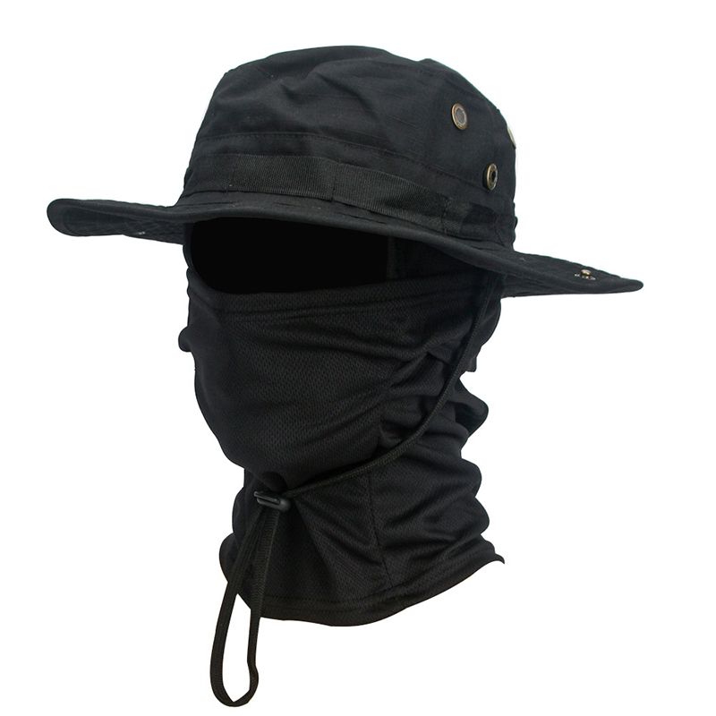 Boonie Cap Face Mask Set Men Mountaineering Hunting Camping Balaclava Suit Wide Brimmed Sports Fishing Hat_desvips.com