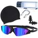 Swimming Goggles Set Electroplating Colorful Swimming Goggles Swimming Cap Four Piece Waterproof And Anti Fog High Definition Glasses_desvips.com
