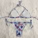 Letter Tie Triangle BIKINI Two-Piece Bikini Personality Beach Photo Swimsuit_desvips.com