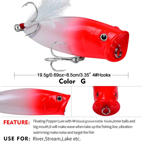 Long Casting 8.5cm 19.5g Golden Blood Groove Hook Lure Floating Biomimetic Plastic Bait_desvips.com