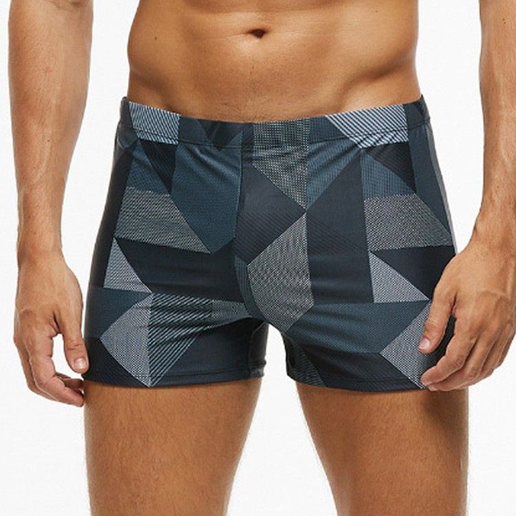 Men's Swim Trunks - Plaid Print & Quick-Dry Fabric (Elastic Waist UPF50+ Plus Size Beach & Hot Spring Wear Black/Blue/Red)_desvips.com