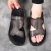 Top layer sheepskin summer new genuine beach shoes leather casual sandals men's slippers soft_desvips.com