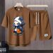 Men's Clothing 2024 Waffle Casual Summer Suit Men's Loose Teen Short sleeved T shirt Shorts Handsome Two piece Suit_desvips.com