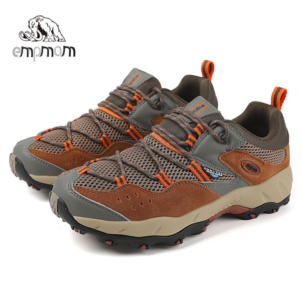 Direct Empire Mammoth Outdoor Hiking Men All Seasons Mesh Breathable Genuine Leather Casual Trail Running Shoes_desvips.com