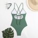 Women's Solid Color One-Piece Swimsuit - Sexy Low-Back With Cross-Tie Design (Slimming Chlorine-Resistant Fabric)_desvips.com