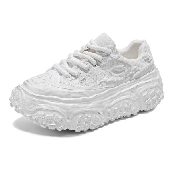 High Quality 2025 Fashion Sneakers Men's Low Top Lace-Up Denim Splicing Thick Sole Non-Slip Wear-Resistant Running Shoes 39-44_desvips.com