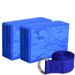 Gradient Blue Three-Piece High-Density Brick Stretching Strap Yoga Rope Beginner Aid Tool Set_desvips.com