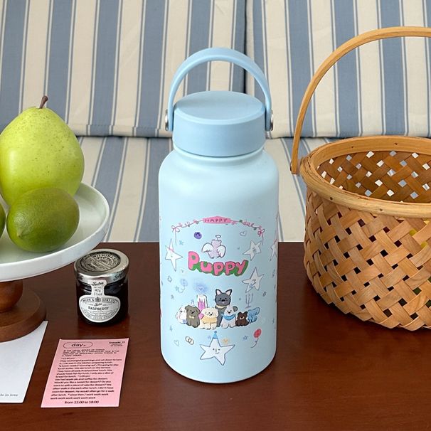 Cute Cartoon Insulated Cup For Women 2024 New Large Capacity Portable Stainless Steel Water Bottle_desvips.com
