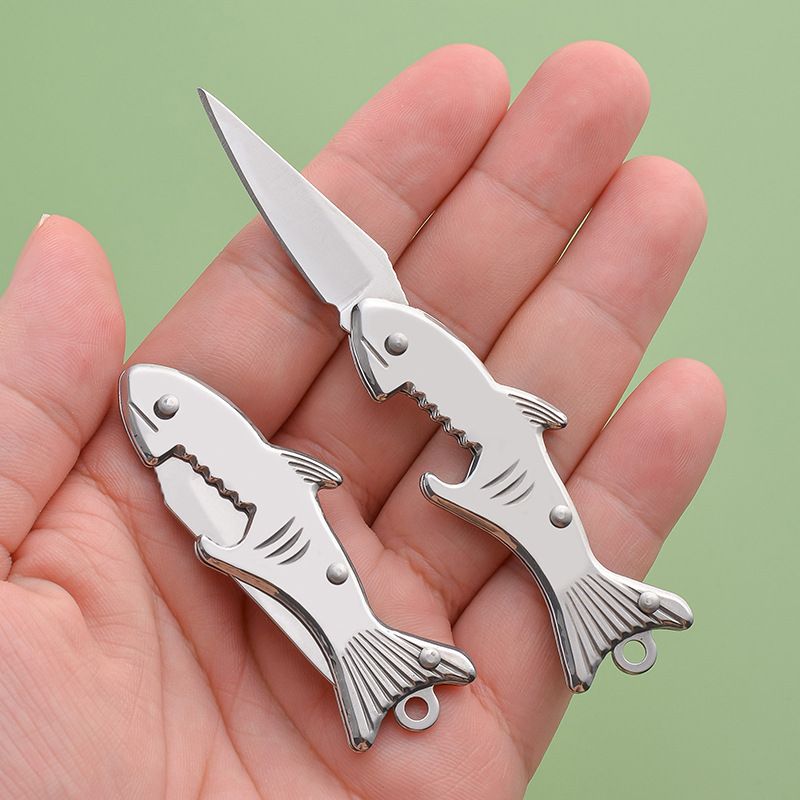 Folding Creative Shark Mini Outdoor Tactical EDC Tool Portable Cutter Express Keychain Fruit Pocket Knife_desvips.com