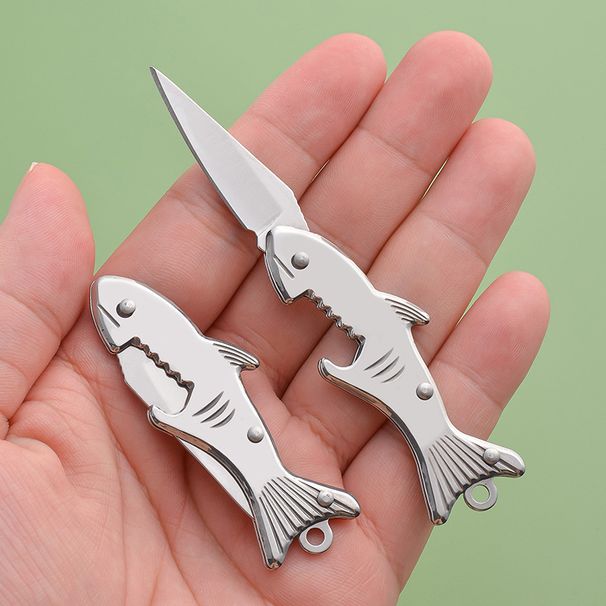 Folding Creative Shark Mini Outdoor Tactical EDC Tool Portable Cutter Express Keychain Fruit Pocket Knife_desvips.com