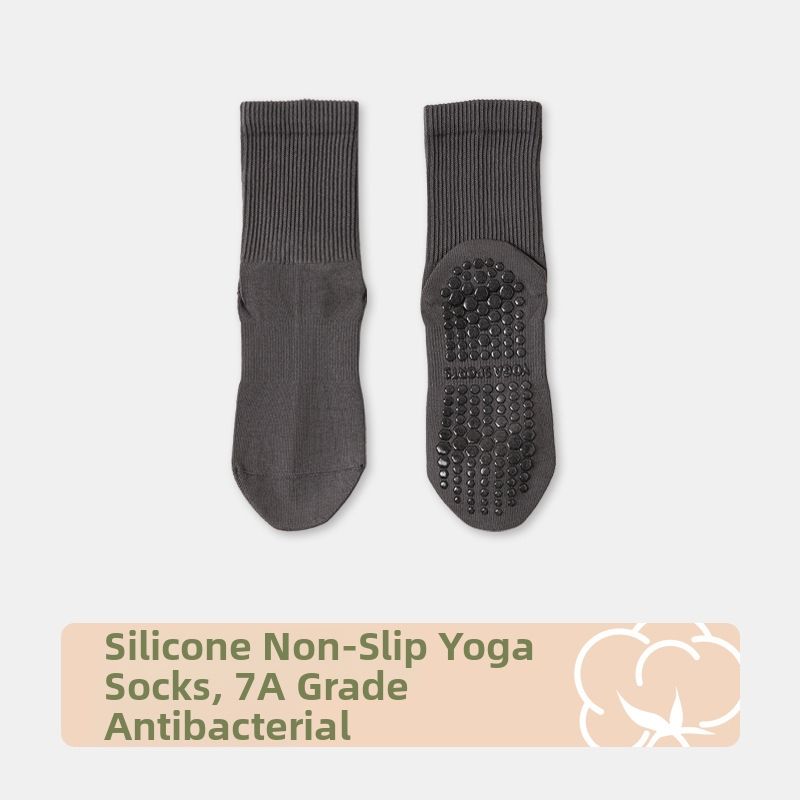 Women's Yoga Socks Mid Calf Non Slip Cotton Sports Fitness Dance Pilates Indoor Floor Socks For Spring And Summer_desvips.com