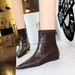 Comfortable Low 6383-1 Women's Wedge Hidden Heel Back Zipper Slimming Versatile Short Boots_desvips.com