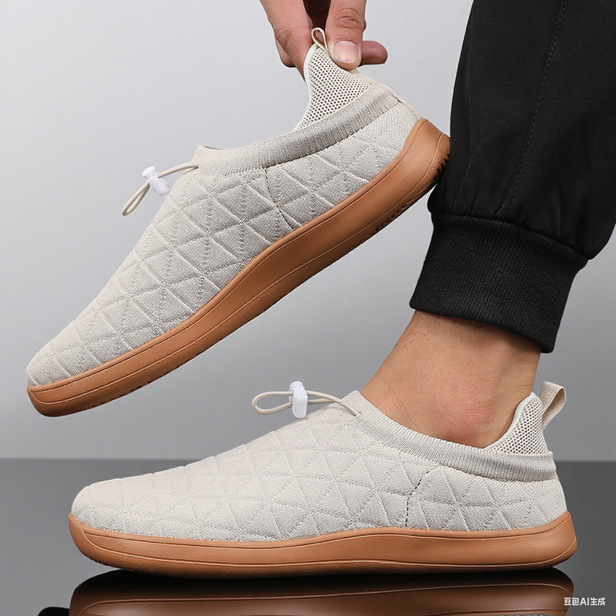 Minimalist Grey Sports Shoes With Slip In Soles - Men Women Elastic Thick Sole Comfortable Shoe Suitable For Daily_desvips.com