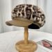 Winter New Fashion Plush Leopard Print Leather Brim Patchwork Octagonal Hat For Women, Face Slimming Elegant Mohair_desvips.com