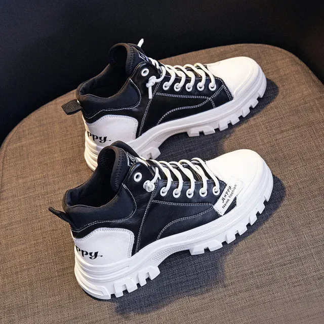 High Top Thick Sole Leather Board For Comfort Breathability Plush Insulation Fashion Versatile Casual Sports Shoes_desvips.com