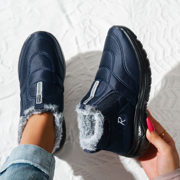 Women's Cozy Fleece-Lined Winter Boots - Slip-On Casual Shoes With Non-Slip Rubber Sole For Indoor & Outdoor Comfort_desvips.com