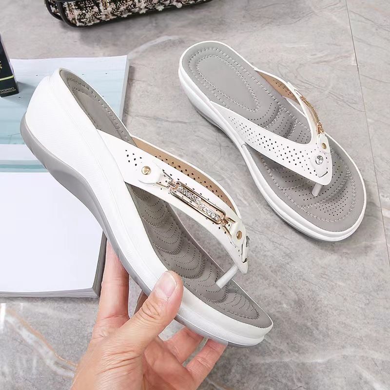 Women's shoes large size sandals women's metal buckle sandals wedge heel fashion casual ladies sandals_desvips.com