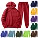 Women's Clothing Autumn and winter men's hooded solid color light plate pullover sweatshirt set casual sports hoodie sweatshirt trousers two piece set_desvips.com