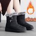 Women's High-Cut Winter Snow Boots With Faux Fur Lining, Waterproof Umbrella Fabric, PU Anti-Slip Sole, Adjustable Hook & Loop Closure (EU 36-45)_desvips.com