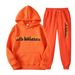 New Letter Fashion Print Unisex Sportswear Fleece Two-Piece Loose Hoodie Set_desvips.com