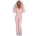 Women's Winter Ski Jumpsuit - Fleece-Lined Thermal Snowsuit With Hood & Belt, Korean Style Casual Warm Outfit For Skiing & Snowboarding_desvips.com