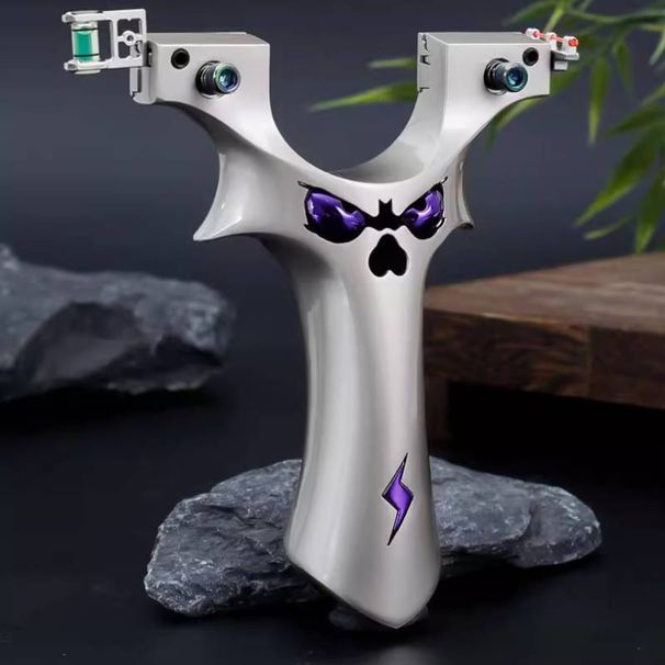 Aluminum Alloy Slingshot Silver Little Devil Slingshot 11*9*4 Cm Suitable For Outdoor Competitions, Fitness Shooting, Hunting, Fishing And Games_desvips.com