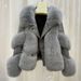 Women's Clothing fox fur quilted casual style fur coat loose high quality_desvips.com